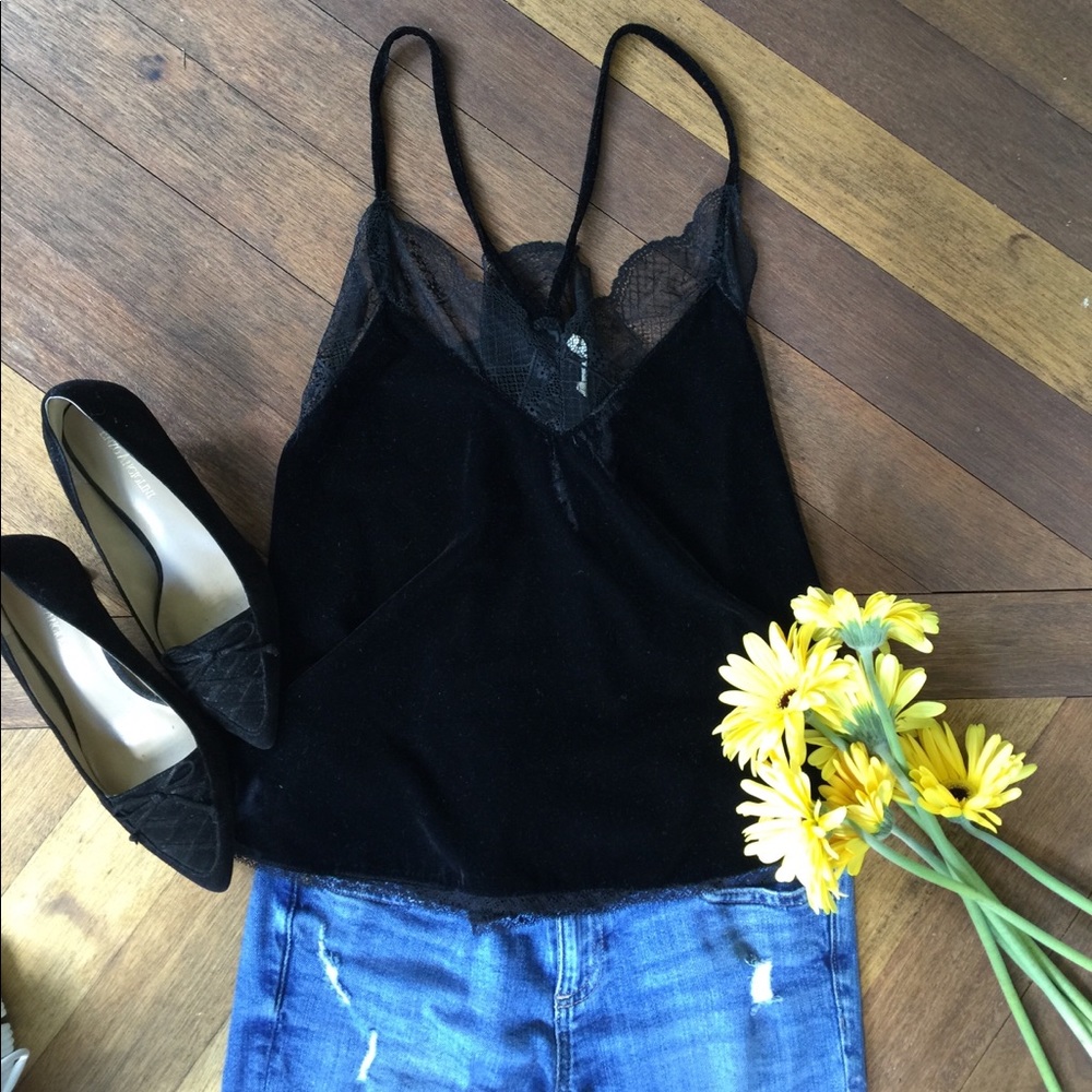 Bohme black velvet and lace camisole